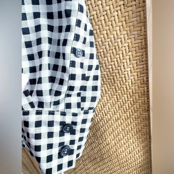 J. Crew Gingham Plaid Long Sleeve Blouse Size Small Black White Pleated Office - Picture 6 of 11